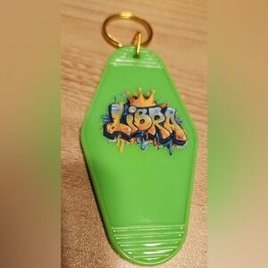 Green Libra Keychain with Gold Ring